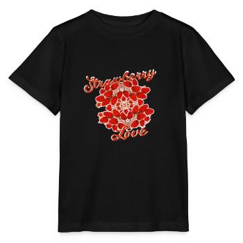 amour fraise, fraise, fraises, rétro, vintage - T-shirt bio MINI CREATOR Stanley/Stella Enfant - noir - Devant - Mikhail (115cm)