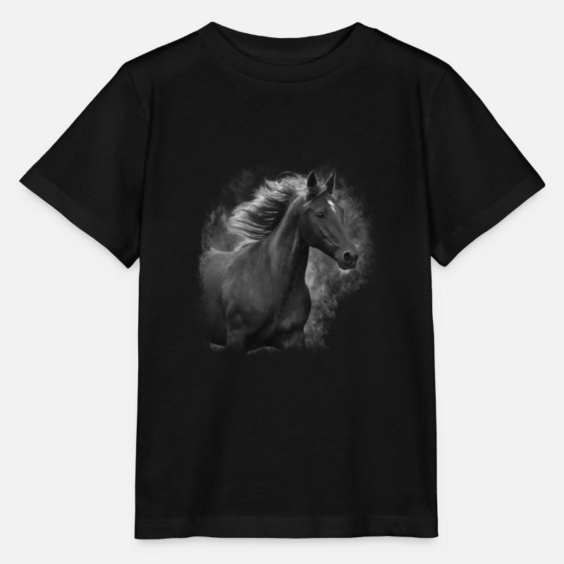 Motif chevaux - T-shirt bio MINI CREATOR Stanley/Stella Enfant - noir