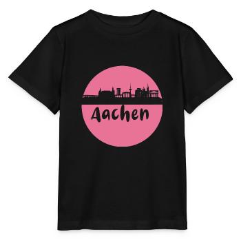 scherenschnitt,aachen,rosa,stadt,skyline - Stanley/Stella Kinder T-Shirt MINI CREATOR  - Schwarz - Vorne - Mikhail (115cm)