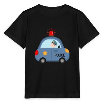 Police Polizei Kinderkommisar Blaulicht - Stanley/Stella Kinder T-Shirt MINI CREATOR  - Schwarz - Vorne - Mikhail (115cm)