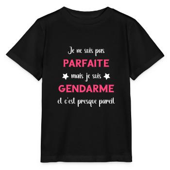 Je suis suis pas parfaite mais gendarme - T-shirt bio MINI CREATOR Stanley/Stella Enfant - noir - Devant - Mikhail (115cm)