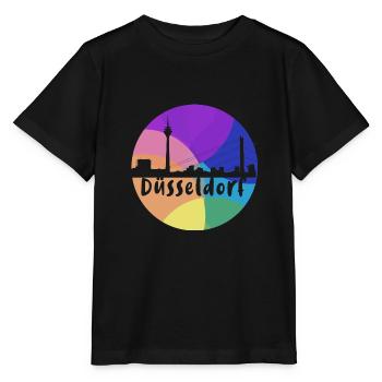 düsseldorf,skyline,kreis,bunt,regenbogen - Stanley/Stella Kinder T-Shirt MINI CREATOR  - Schwarz - Vorne - Mikhail (115cm)
