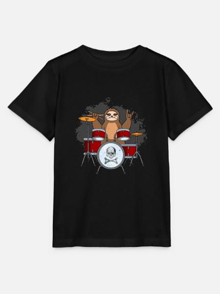 Faultier am Schlagzeug - Stanley/Stella Kinder T-Shirt MINI CREATOR  - Schwarz