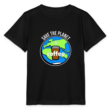 sauver la planète et le café - T-shirt bio MINI CREATOR Stanley/Stella Enfant - noir - Devant - Mikhail (115cm)