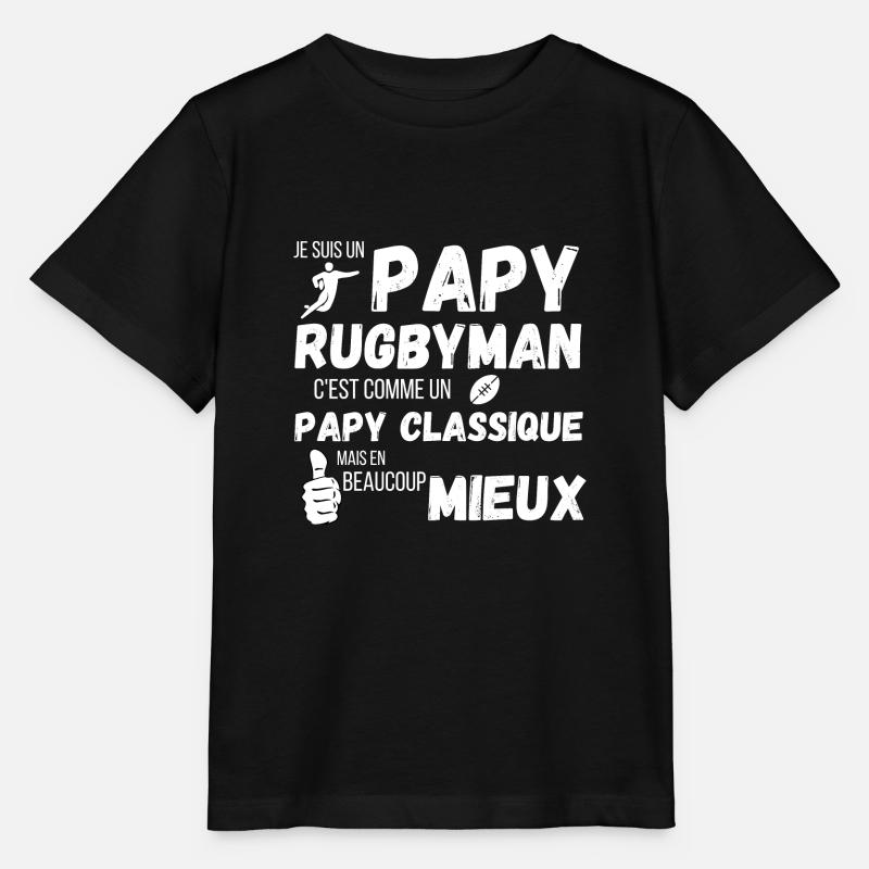 Un papy rugbyman comme un papy classique cadeau - T-shirt bio MINI CREATOR Stanley/Stella Enfant - noir