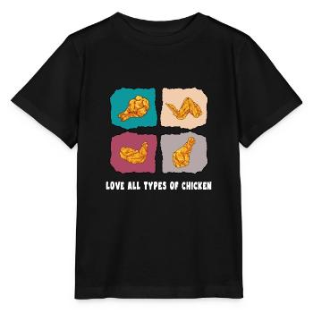 hühner "types pf chicken" chickenwings - Stanley/Stella Kinder T-Shirt MINI CREATOR  - Schwarz - Vorne - Mikhail (115cm)