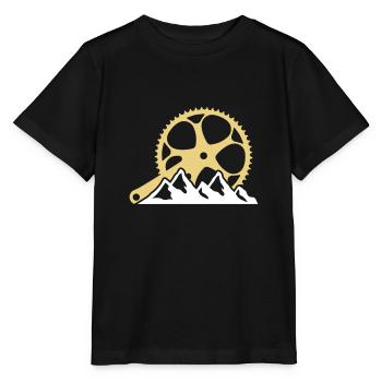 Vélo pédalier plateau montagne montagne paysage - T-shirt bio MINI CREATOR Stanley/Stella Enfant - noir - Devant - Mikhail (115cm)