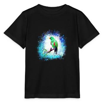 sittich ara,,vogel,graffiti,mint,blau,brush,spray - Stanley/Stella Kinder T-Shirt MINI CREATOR  - Schwarz - Vorne - Mikhail (115cm)