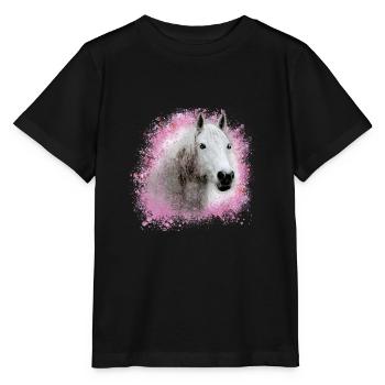 pferd ,schimmel ,graffiti , malerei,weisses pferd, - Stanley/Stella Kinder T-Shirt MINI CREATOR  - Schwarz - Vorne - Mikhail (115cm)