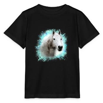 pferd ,schimmel ,graffiti , malerei,weisses pferd, - Stanley/Stella Kinder T-Shirt MINI CREATOR  - Schwarz - Vorne - Mikhail (115cm)