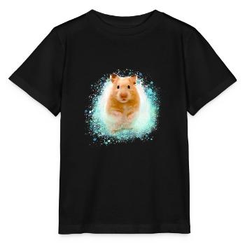 hamster, graffiti, peinture, vert, hamster doré - T-shirt bio MINI CREATOR Stanley/Stella Enfant - noir - Devant - Mikhail (115cm)