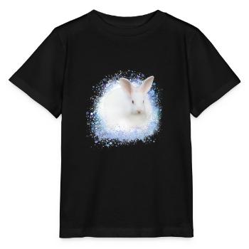 lapin blanc, lapin, graffiti, bleu - T-shirt bio MINI CREATOR Stanley/Stella Enfant - noir - Devant - Mikhail (115cm)