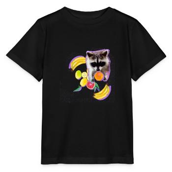 raton laveur, ours, graffiti, peinture, menthe, fruit - T-shirt bio MINI CREATOR Stanley/Stella Enfant - noir - Devant - Mikhail (115cm)