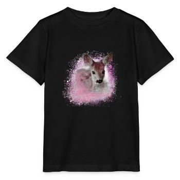 cerf rose, sauvage, fauve, graffiti, bambi, fauve, poulain - T-shirt bio MINI CREATOR Stanley/Stella Enfant - noir - Devant - Mikhail (115cm)