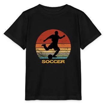 Conception illustrée de soccer - T-shirt bio MINI CREATOR Stanley/Stella Enfant - noir - Devant - Mikhail (115cm)