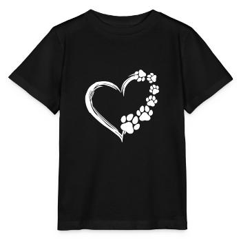 Cute Dog Puppy Shirt Dogs Paw Print Heart - Stanley/Stella MINI CREATOR Kids’ T-Shirt - black - Front - Mikhail (115cm)
