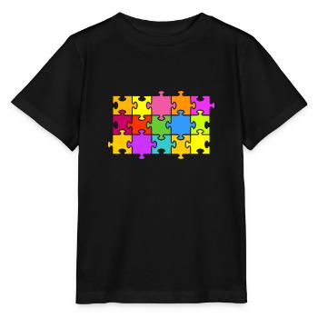 puzzle - T-shirt bio MINI CREATOR Stanley/Stella Enfant - noir - Devant - Mikhail (115cm)