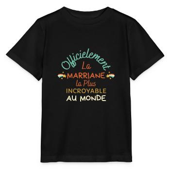 Marraine Cadeau Humour Pour Maman Baptême - Stanley/Stella MINI CREATOR Kids’ T-Shirt - black - Front - Mikhail (115cm)