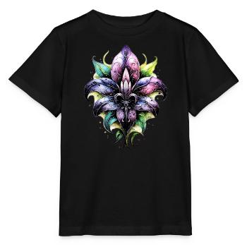 Fleur de Lys, Lilie, Mardi Gras, Frankreich Wappen - Stanley/Stella Kinder T-Shirt MINI CREATOR  - Schwarz - Vorne - Mikhail (115cm)
