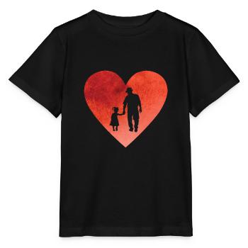Heart with grandpa and granddaughter running hand in hand - Stanley/Stella MINI CREATOR Kids’ T-Shirt - black - Front - Mikhail (115cm)