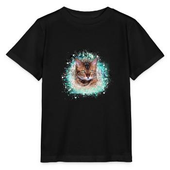 American Lynx, cat, bengal, leo, tiger, painting, - Stanley/Stella MINI CREATOR Kids’ T-Shirt - black - Front - Mikhail (115cm)