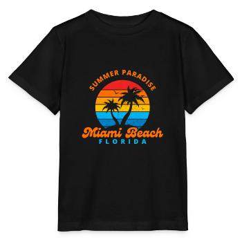 Paradis d’été Miami Beach Floride-Sunset-Palms - T-shirt bio MINI CREATOR Stanley/Stella Enfant - noir - Devant - Mikhail (115cm)