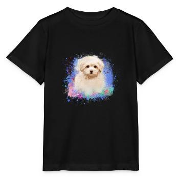maltipoo, malteser, hund , Malerei,graffiti - Stanley/Stella Kinder T-Shirt MINI CREATOR  - Schwarz - Vorne - Mikhail (115cm)