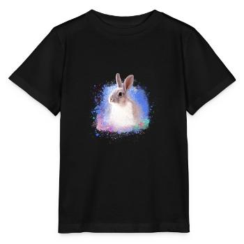 rabbit, rabbit, blue, graffiti, painting, - Stanley/Stella MINI CREATOR Kids’ T-Shirt - black - Front - Mikhail (115cm)