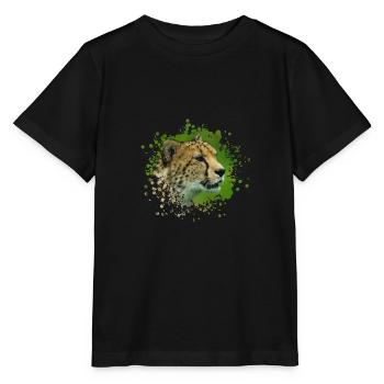 Cheetah On A Lookout Paint Splatter - Stanley/Stella MINI CREATOR Kids’ T-Shirt - black - Front - Mikhail (115cm)