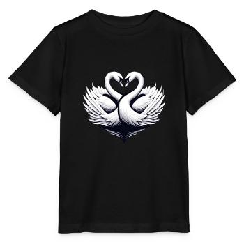 Schwan diese zwei Schwäne bilden ein Herz für dich - Stanley/Stella Kinder T-Shirt MINI CREATOR  - Schwarz - Vorne - Mikhail (115cm)