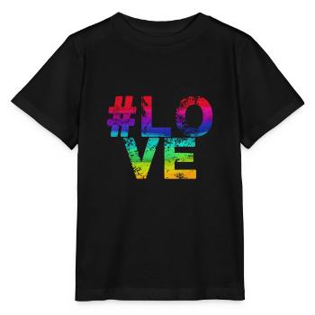 lovve,bunt,regenbogen,love,lgbt,hashtag - Stanley/Stella Kinder T-Shirt MINI CREATOR  - Schwarz - Vorne - Mikhail (115cm)
