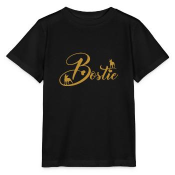 Bostie Boston Terrier avec police décorative - T-shirt bio MINI CREATOR Stanley/Stella Enfant - noir - Devant - Mikhail (115cm)