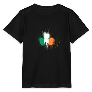 Irlande,Irlande,Trèfle,Graffiti,Peinture - T-shirt bio MINI CREATOR Stanley/Stella Enfant - noir - Devant - Mikhail (115cm)
