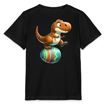 Dancing T-Rex, Easter Eggshell Fun - Stanley/Stella MINI CREATOR Kids’ T-Shirt - black - Front - Mikhail (115cm)