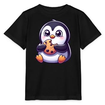 Pinguin Cookie Süßer Nachtisch Keks - Stanley/Stella Kinder T-Shirt MINI CREATOR  - Schwarz - Vorne - Mikhail (115cm)