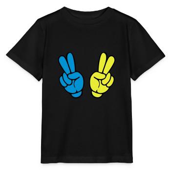 main paix bande dessinée symbole paix - T-shirt bio MINI CREATOR Stanley/Stella Enfant - noir - Devant - Mikhail (115cm)