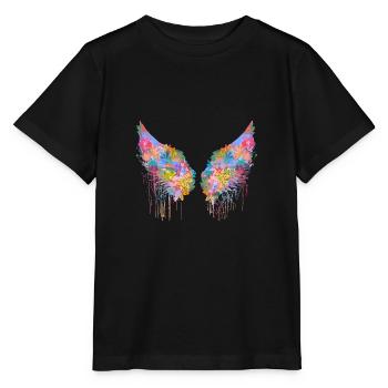 angelwings,flügel,bunt,engelsflügel,blumen - Stanley/Stella Kinder T-Shirt MINI CREATOR  - Schwarz - Vorne - Mikhail (115cm)