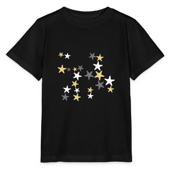Merry silver and gold stars Christmas design - Stanley/Stella MINI CREATOR Kids’ T-Shirt - black - Front - Mikhail (115cm)