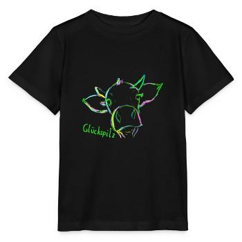 Glückspilz - neugierige Kuh - neon bunt - Stanley/Stella Kinder T-Shirt MINI CREATOR  - Schwarz - Vorne - Mikhail (115cm)