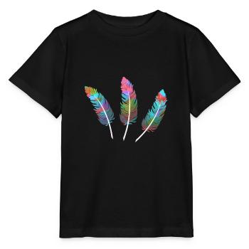 feathers,colorful,feather,graffiti - Stanley/Stella MINI CREATOR Kids’ T-Shirt - black - Front - Mikhail (115cm)