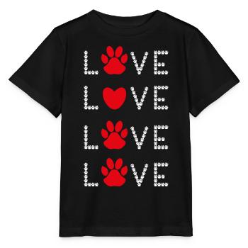Love Hundepfoten mit rotem Herz und viel Liebe. - Stanley/Stella Kinder T-Shirt MINI CREATOR  - Schwarz - Vorne - Mikhail (115cm)