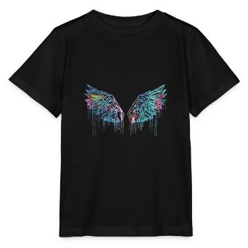 angelwings,flügel,aquarell,rot,engelsflügel - Stanley/Stella Kinder T-Shirt MINI CREATOR  - Schwarz - Vorne - Mikhail (115cm)