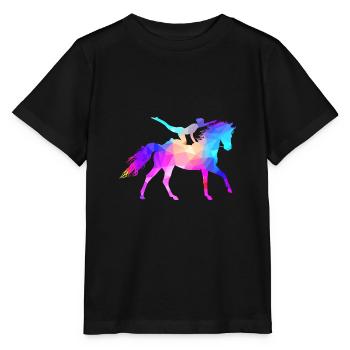 Voltige acrobatie équestre équitation cheval coloré - T-shirt bio MINI CREATOR Stanley/Stella Enfant - noir - Devant - Mikhail (115cm)