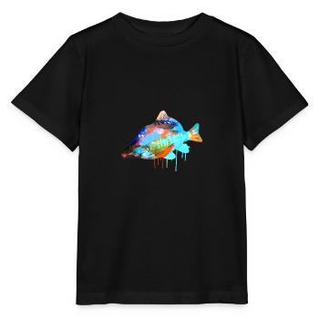 carpe, coloré, graffiti, peinture, poisson - T-shirt bio MINI CREATOR Stanley/Stella Enfant - noir - Devant - Mikhail (115cm)