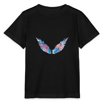 ailes d’ange, ailes, aquarelle, rouge, ailes d’ange - T-shirt bio MINI CREATOR Stanley/Stella Enfant - noir - Devant - Mikhail (115cm)