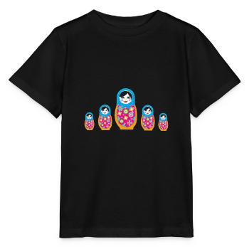 matroschka,Matroschka,Matrjoschka,Matruschka - Stanley/Stella Kinder T-Shirt MINI CREATOR  - Schwarz - Vorne - Mikhail (115cm)