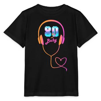 80's Baby Headphones Music Retro Party - T-shirt bio MINI CREATOR Stanley/Stella Enfant - noir - Devant - Mikhail (115cm)
