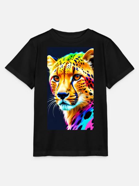 Cheetah Front - Stanley/Stella Kinder T-Shirt MINI CREATOR - Schwarz