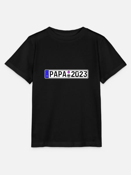 Papa 2023 Vater werden Nummernschild - Stanley/Stella Kinder T-Shirt MINI CREATOR  - Schwarz
