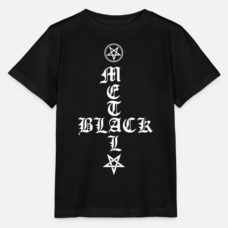 Black Metal - Cross Upside Down avec Pentagram - T-shirt bio MINI CREATOR Stanley/Stella Enfant - noir